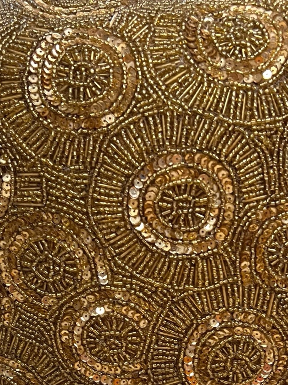 Pier One 12” Square Beaded Sequins Gold/Bronze Throw Pillow Bohemian - Picture 5 of 5